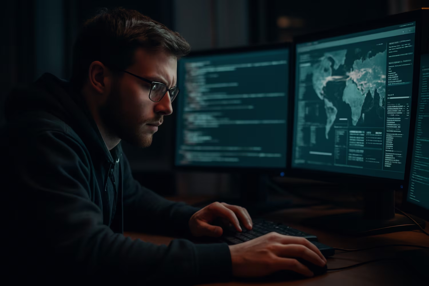 Cybersecurity analyst studying zero-day vulnerabilities