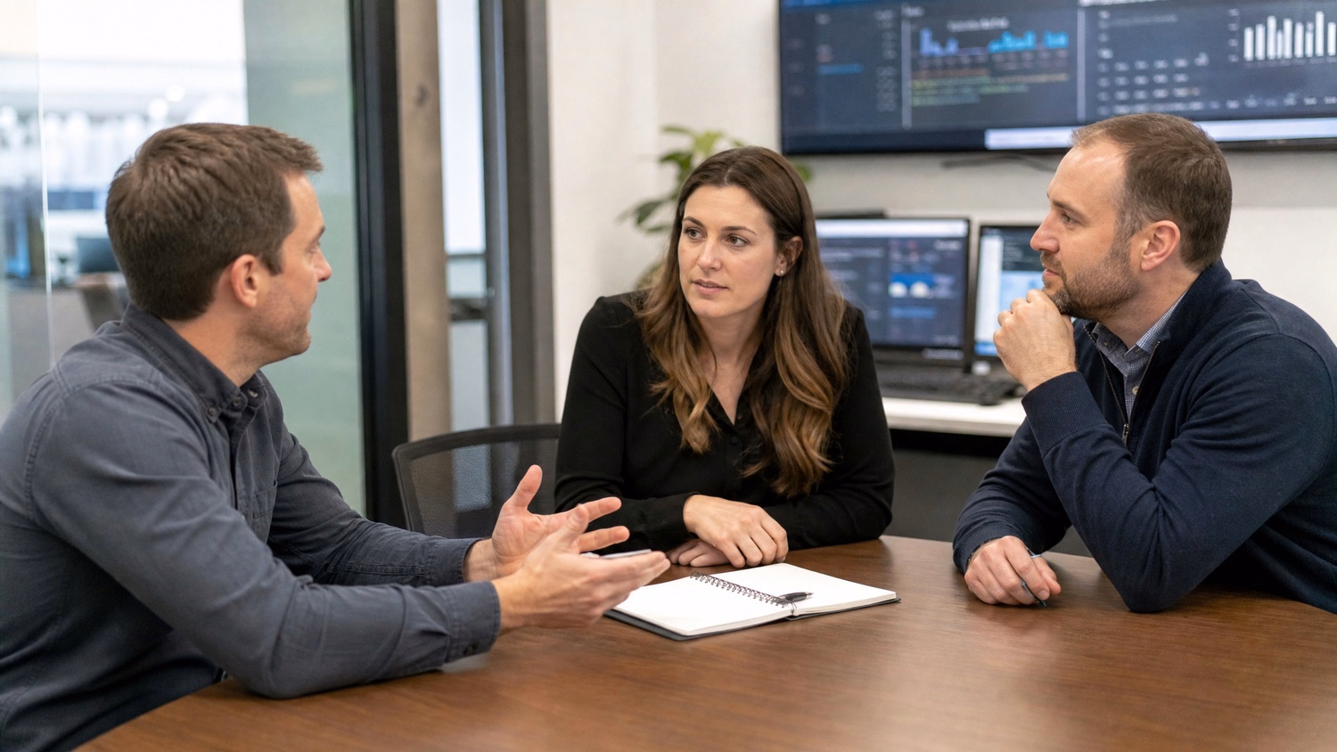 Team meeting discussing cloud migration strategy