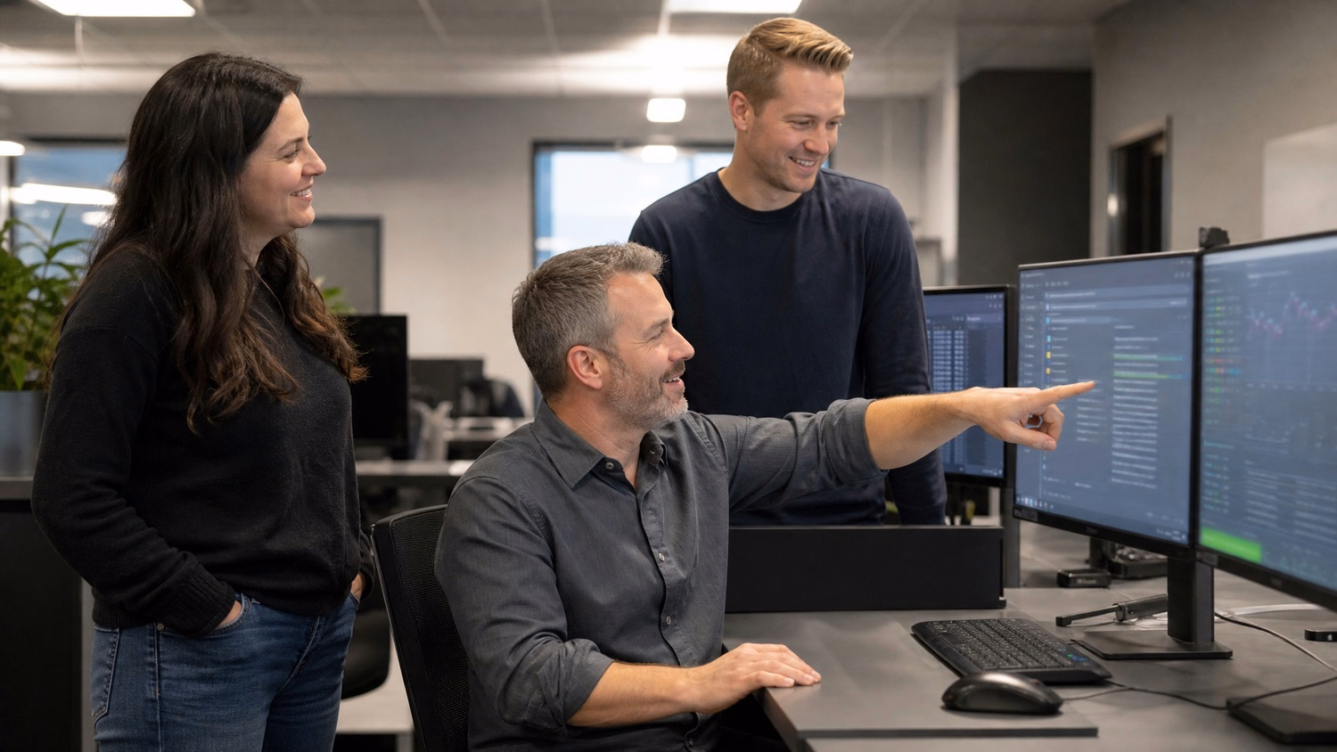Email security team reviews log report at desk 60 chars