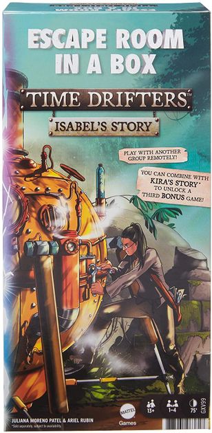 Official box art cover for Escape Room in a Box: Time Drifters – Isabel's Story board game.