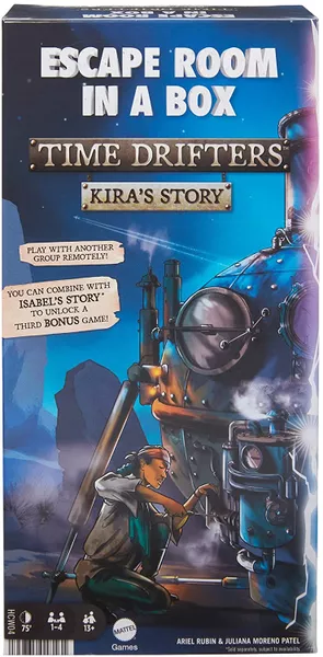 Official box art cover for Escape Room in a Box: Time Drifters – Kira's Story board game.