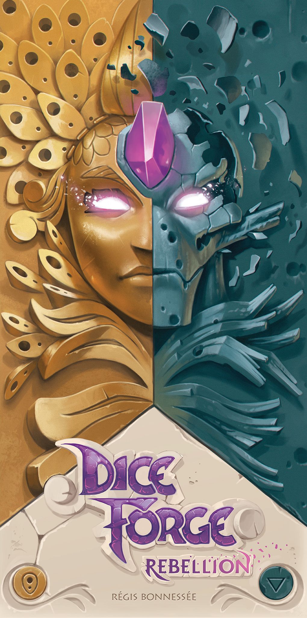 Official box art cover for Dice Forge: Rebellion board game.