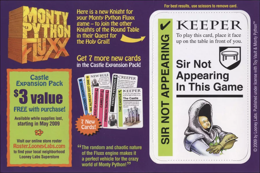 Component or upgrade image for Monty Python Fluxx: Sir Not Appearing in this Game.