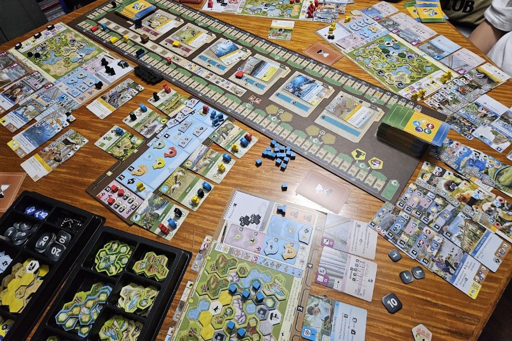 Gameplay photo  of Ark Nova with the Marine Worlds expansion.