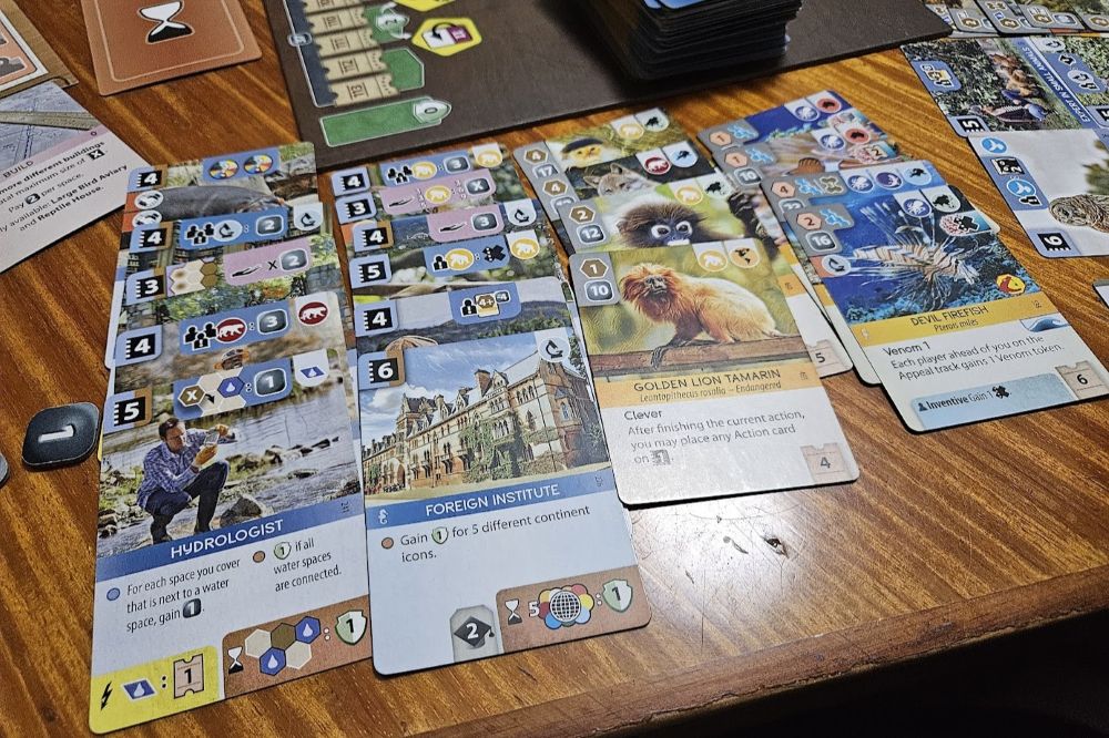 Gameplay photo of Ark Nova board game.