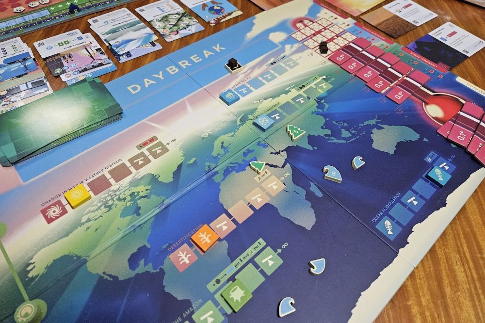 Gameplay photo of Daybreak board game.