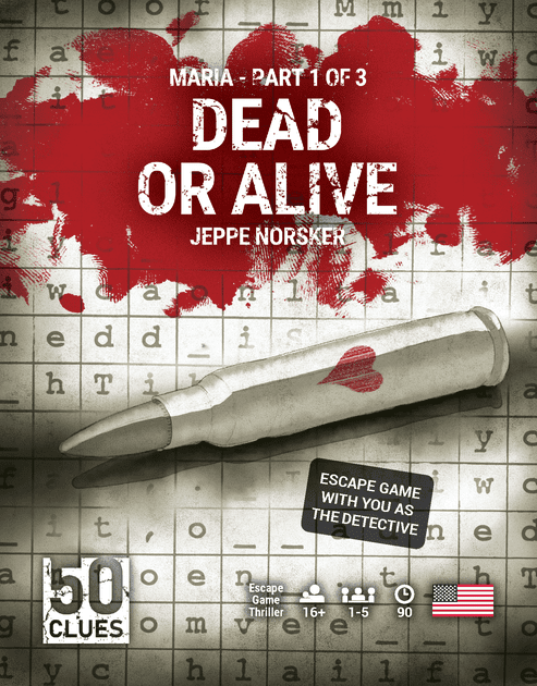 Official box art cover for 50 Clues: Dead or Alive board game.