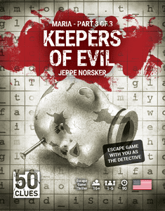 Official box art cover for 50 Clues: Keepers of Evil board game.