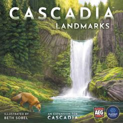 Official box art cover for Cascadia: Landmarks board game.