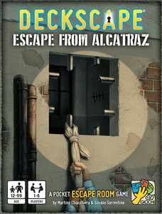 Official box art cover for Deckscape: Escape from Alcatraz board game.