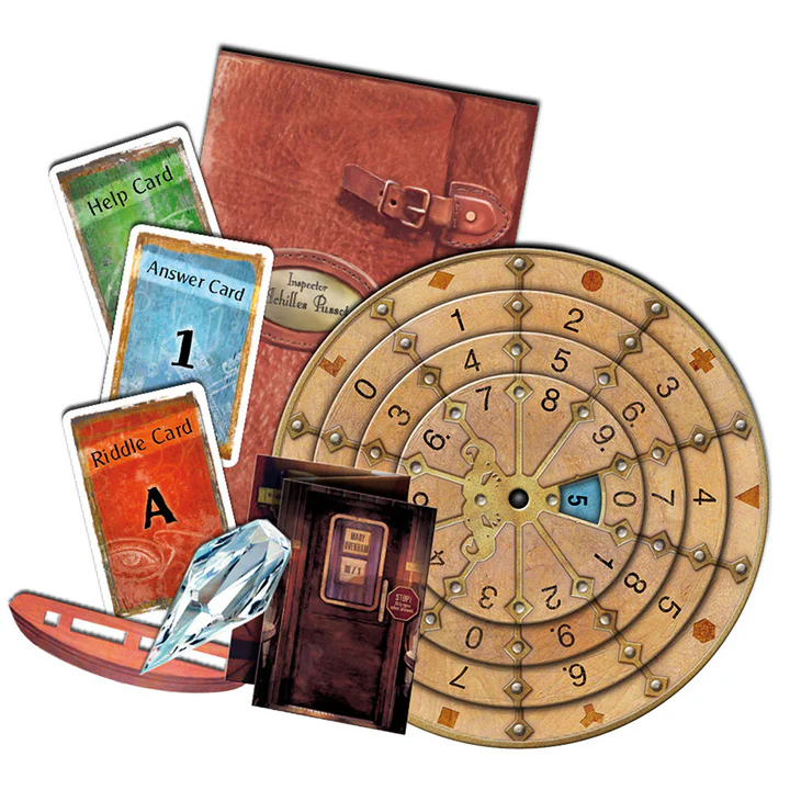 Gameplay photo of the board game EXIT: The Game – Dead Man on the Orient Express featuring various components and board state.