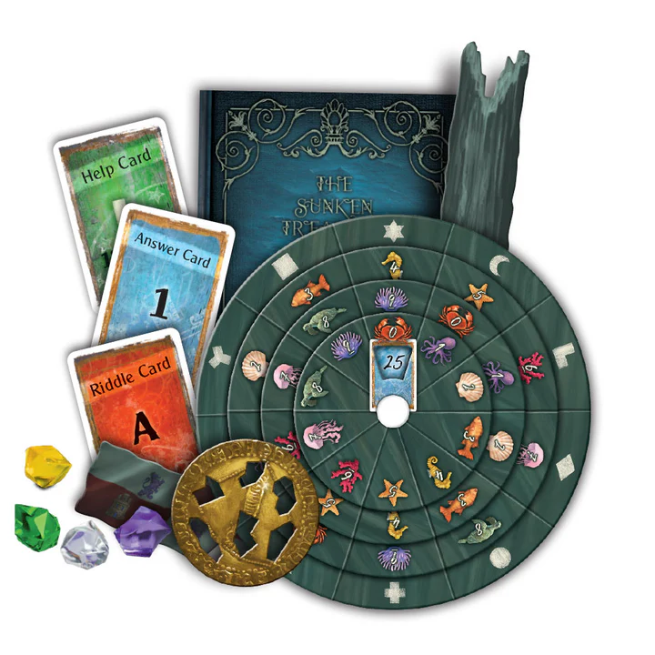 Gameplay photo of the board game EXIT: The Game – The Sunken Treasure featuring various components and board state.