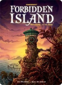 Official box art cover for Forbidden Island board game.