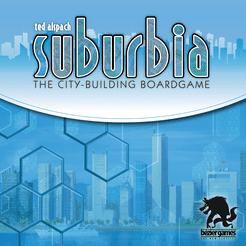 Official box art cover for Suburbia board game.
