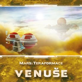 Official box art cover for Terraforming Mars: Venus Next board game.