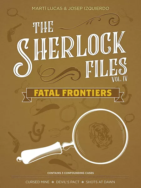 Official box art cover for The Sherlock Files: Vol IV – Fatal Frontiers board game.