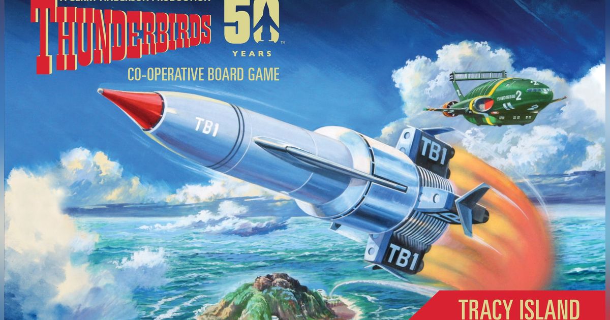 Official box art cover for Thunderbirds: Tracy Island board game.