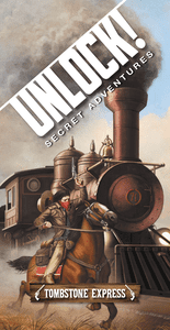 Official box art cover for Unlock!: Secret Adventures – Tombstone Express board game.