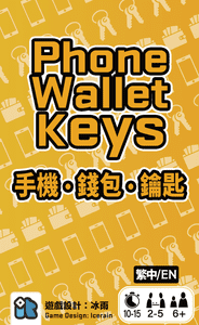 Official box art cover for Phone Wallet Keys board game.