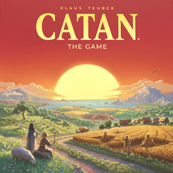 Official box art cover for The Settlers of Catan board game.