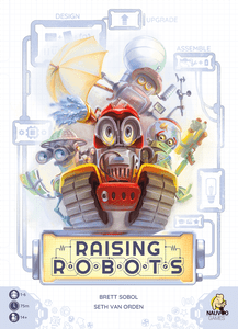 Official box art cover for Raising Robots: Deluxe board game.