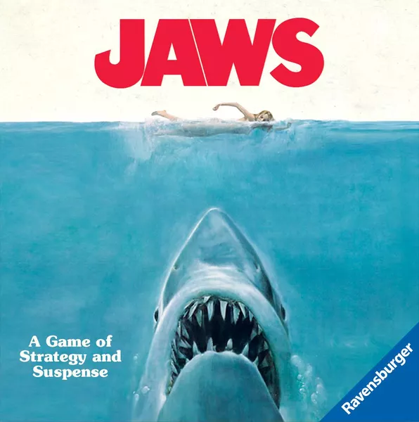 Official box art cover for Jaws board game.