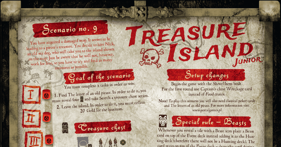 Component or upgrade image for Robinson Crusoe: Adventures on the Cursed Island – "Treasure Island" Junior Scenario.