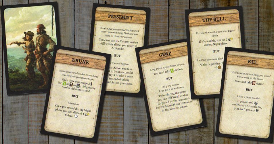 Component or upgrade image for Robinson Crusoe: Adventures on the Cursed Island – Trait Cards I.