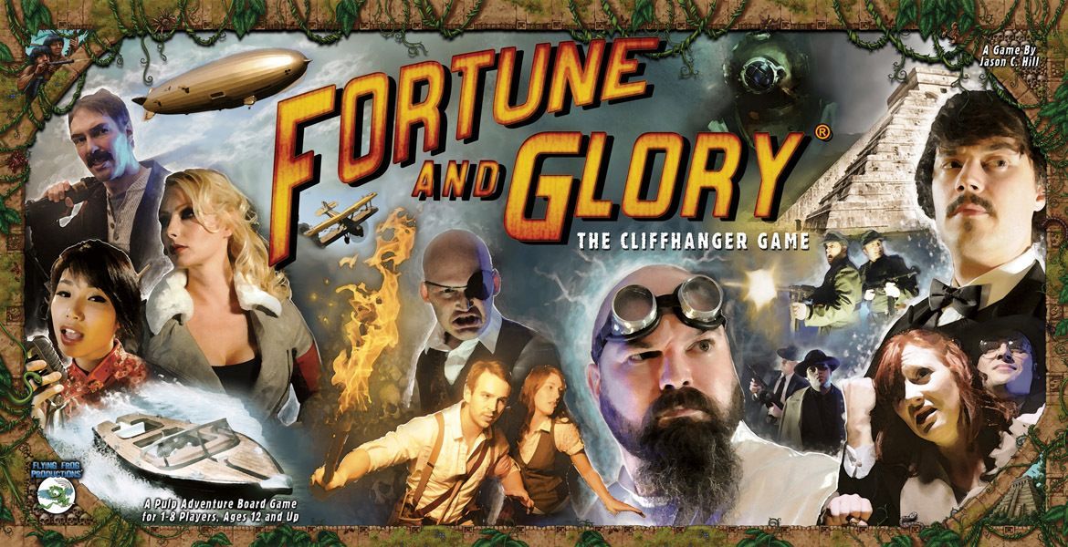 Official box art cover for Fortune and Glory: The Cliffhanger Game board game.