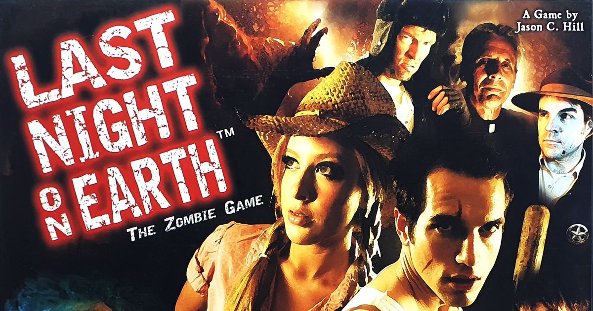 Official box art cover for Last Night on Earth: The Zombie Game board game.