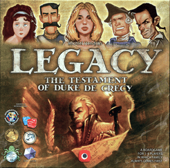 Official box art cover for Legacy: The Testament of Duke de Crecy board game.