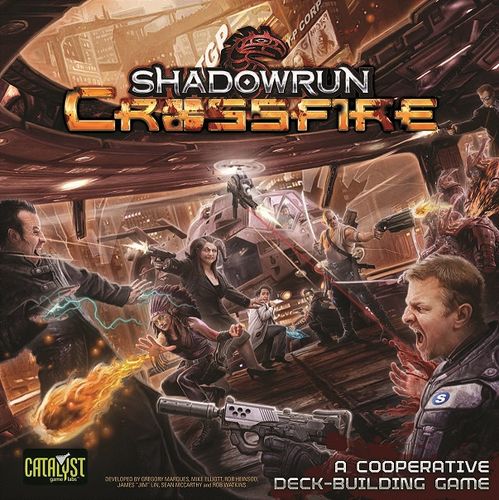Official box art cover for Shadowrun: Crossfire board game.