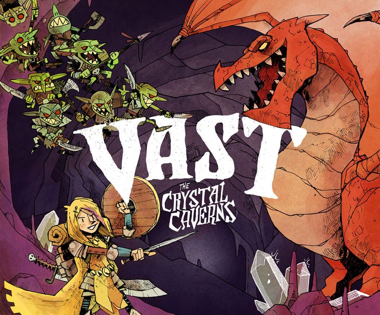 Official box art cover for Vast: The Crystal Caverns board game.