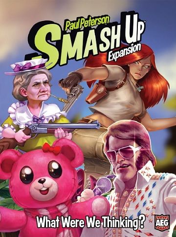 Official box art cover for Smash Up: What Were We Thinking? board game.