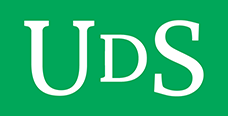 White letters UDS on a green background.