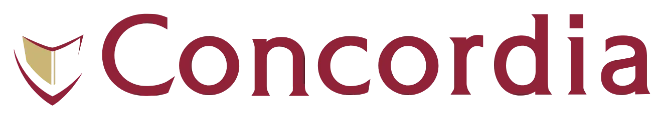 Concordia University logo featuring a stylized shield and the word Concordia.