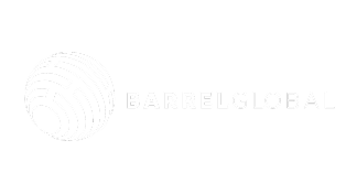 Barrel Global logo featuring a stylized globe with curved lines and the company name in white text on a black background.