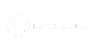 Barrel Global logo featuring a stylized globe with curved lines and the company name in white text on a black background.