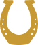 Gold horseshoe with open end facing up.