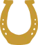 Gold horseshoe with open end facing up.