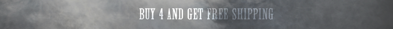 Text on a smoky gray background reading 'BUY 4 AND GET FREE SHIPPING'.