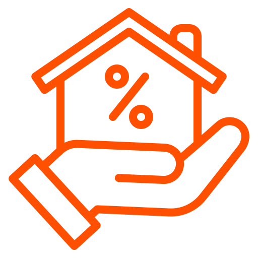 House with percentage symbol icon representing stamp duty land tax on property purchases
