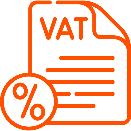 Document with percentage symbol icon representing VAT registration and tax compliance