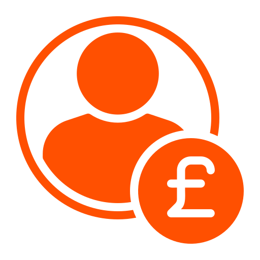 Person with pound symbol icon representing income tax calculations and personal tax liability