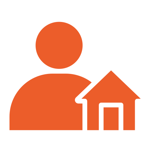 Person and house icon representing property ownership, landed estates, and rural succession planning.