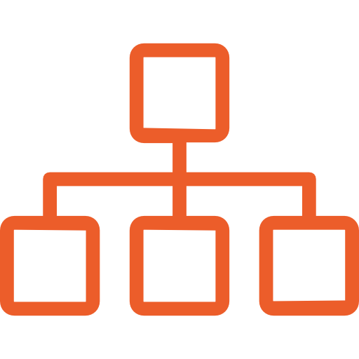 Organisational chart icon representing property business structuring, corporate ownership and entity relationships.
