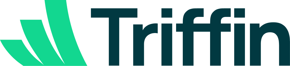 Triffin company logo with stylized green curved lines and dark blue text.