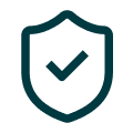 Shield icon with a check mark representing security or protection.