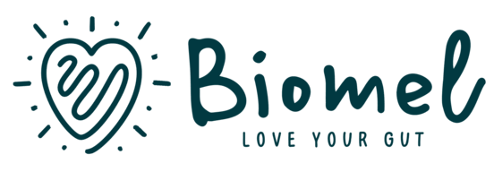 Biomel logo with Love your gut strap line below