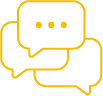 Two overlapping chat bubbles with three yellow dots inside the larger bubble.